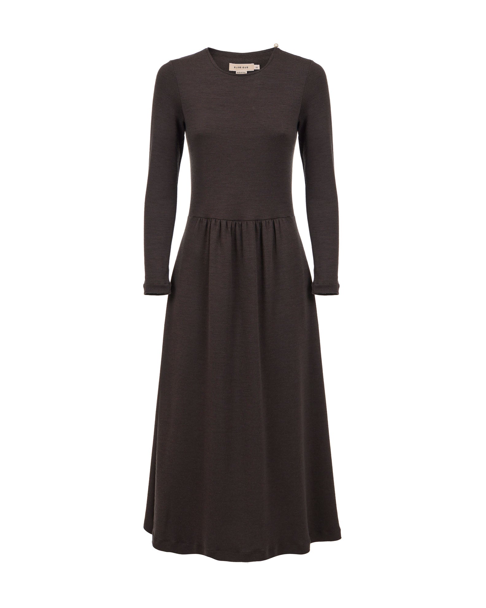 Gug Dress Open Round Neck Long Sleeves Medium - 9483 Cioccolato