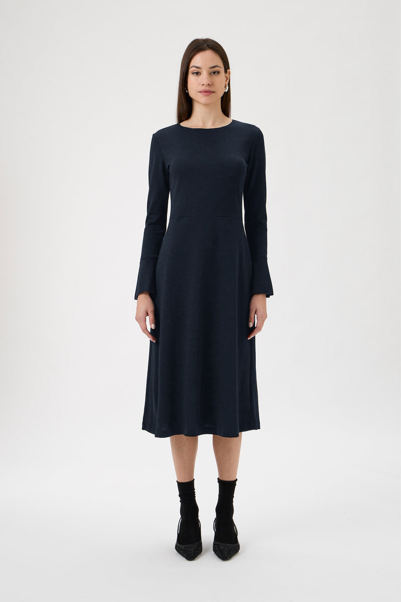 Dress With Flared Bottom Sleeve - 9504 Blue