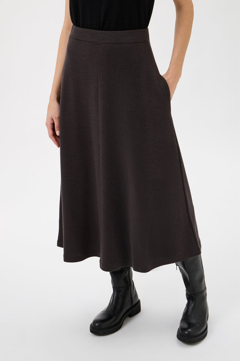 Medium Length Wide Flared Skirt - 3348 Cioccolato