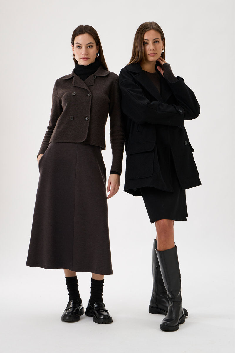 Medium Length Wide Flared Skirt - 3348 Cioccolato