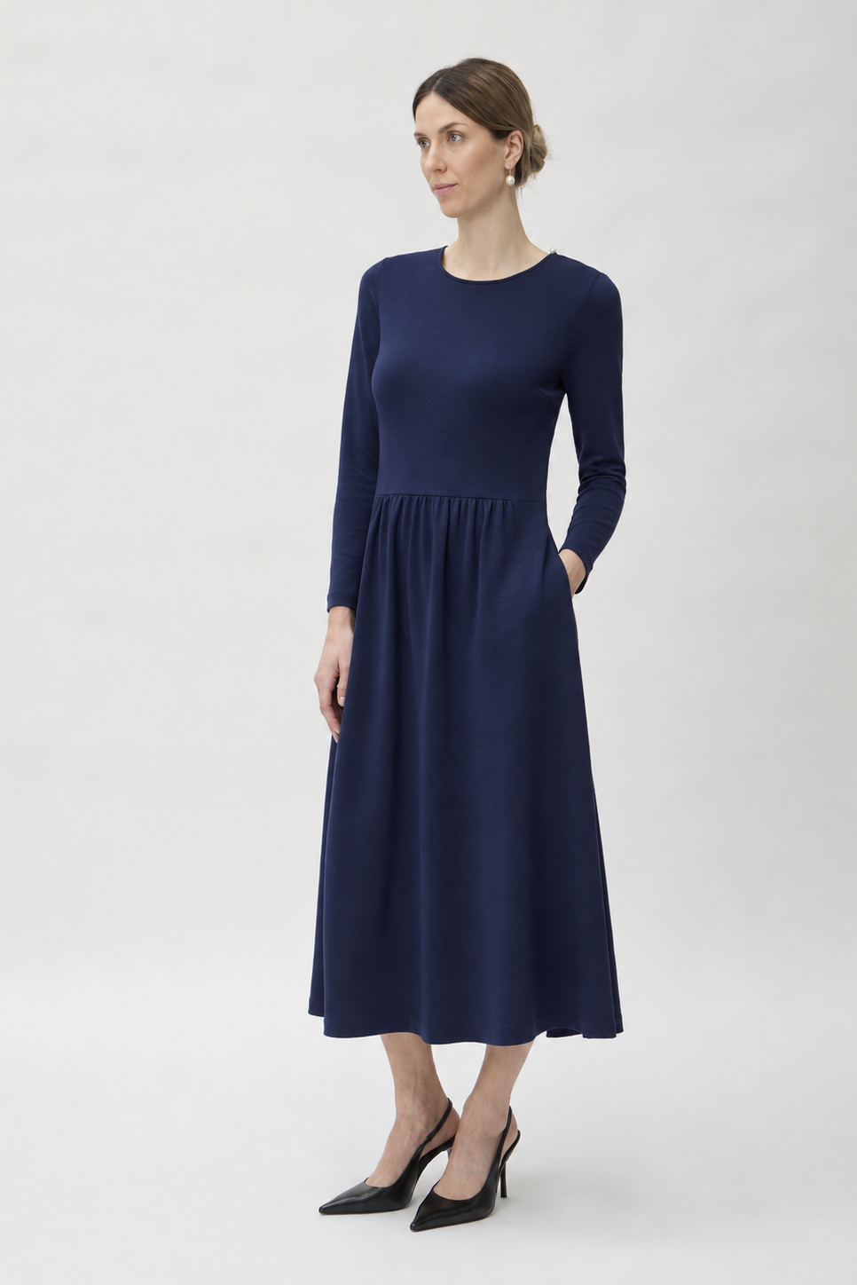 Dress Long Wrinkled at Waist in Darfo – 9483 Blue