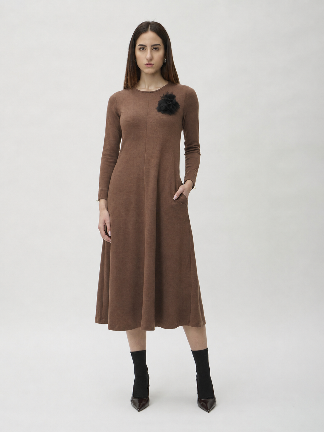 Flared Skirt Dress in Darfo – 9505 Ambra