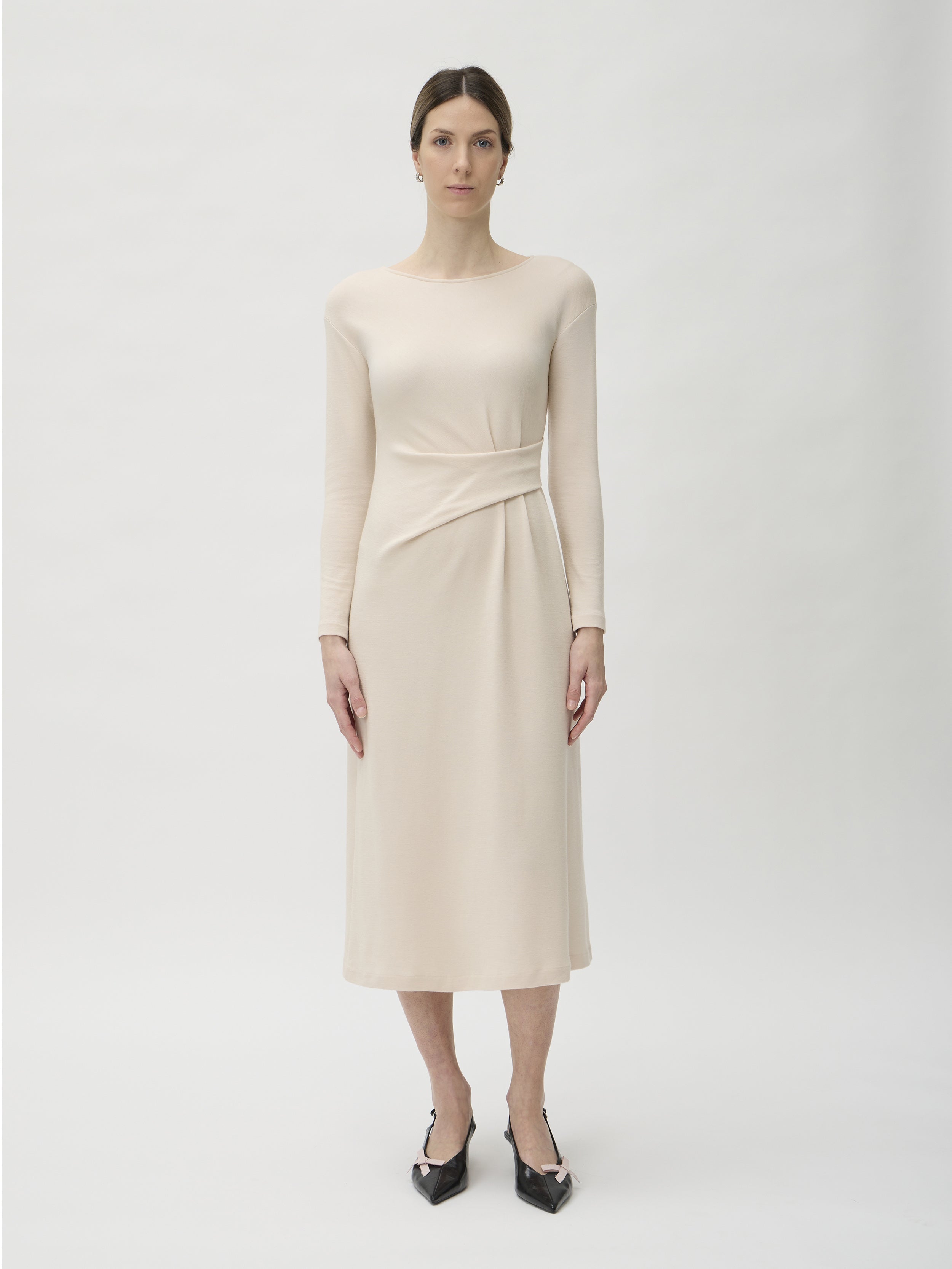 Dress with Waist Details in Darfo – 9526 Cream
