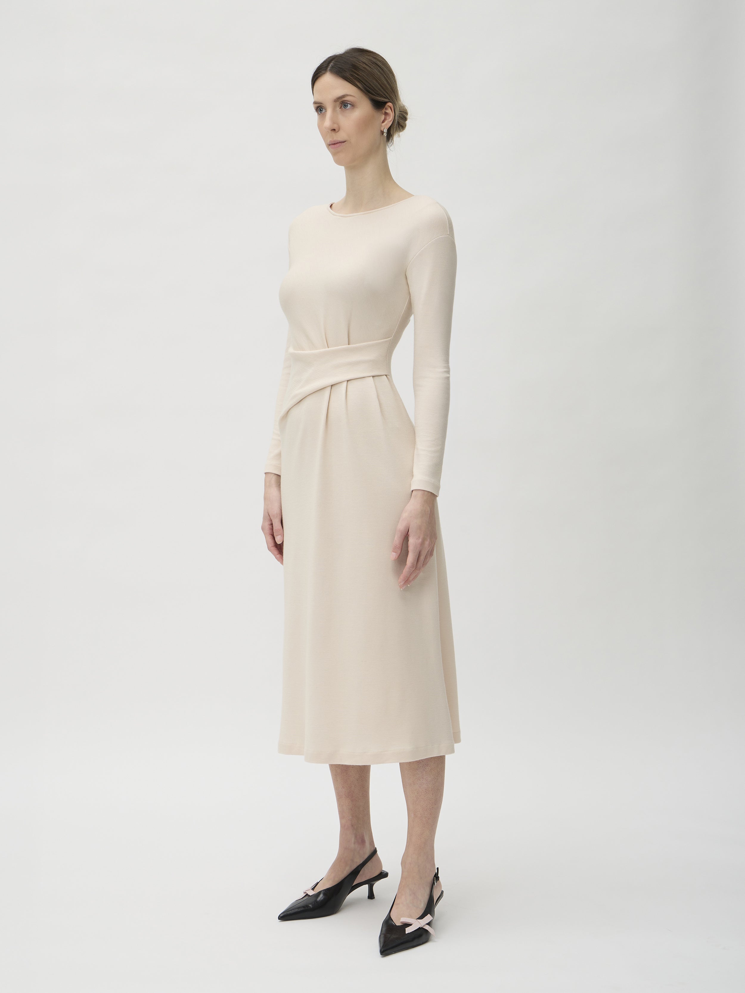 Dress with Waist Details in Darfo – 9526 Cream