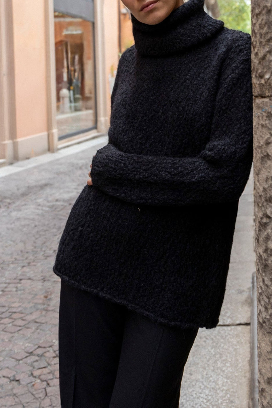 Oversize alpaca sweater - Black