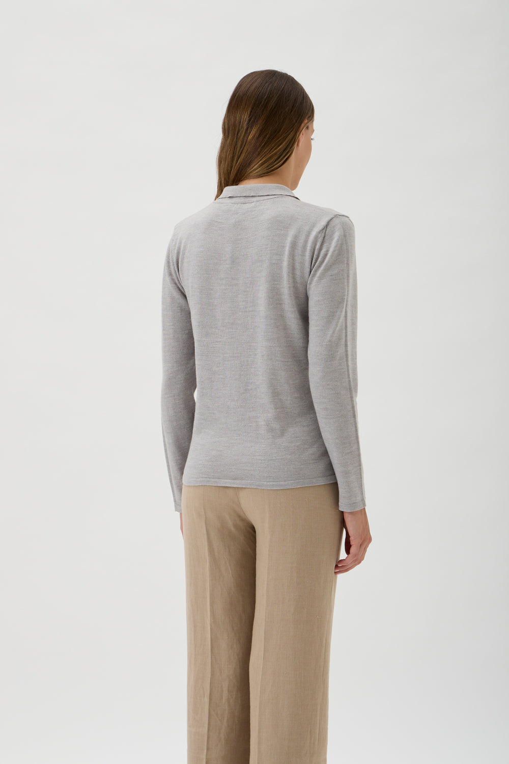 A refined long-sleeved polo sweater - Harmony 7051 Grey