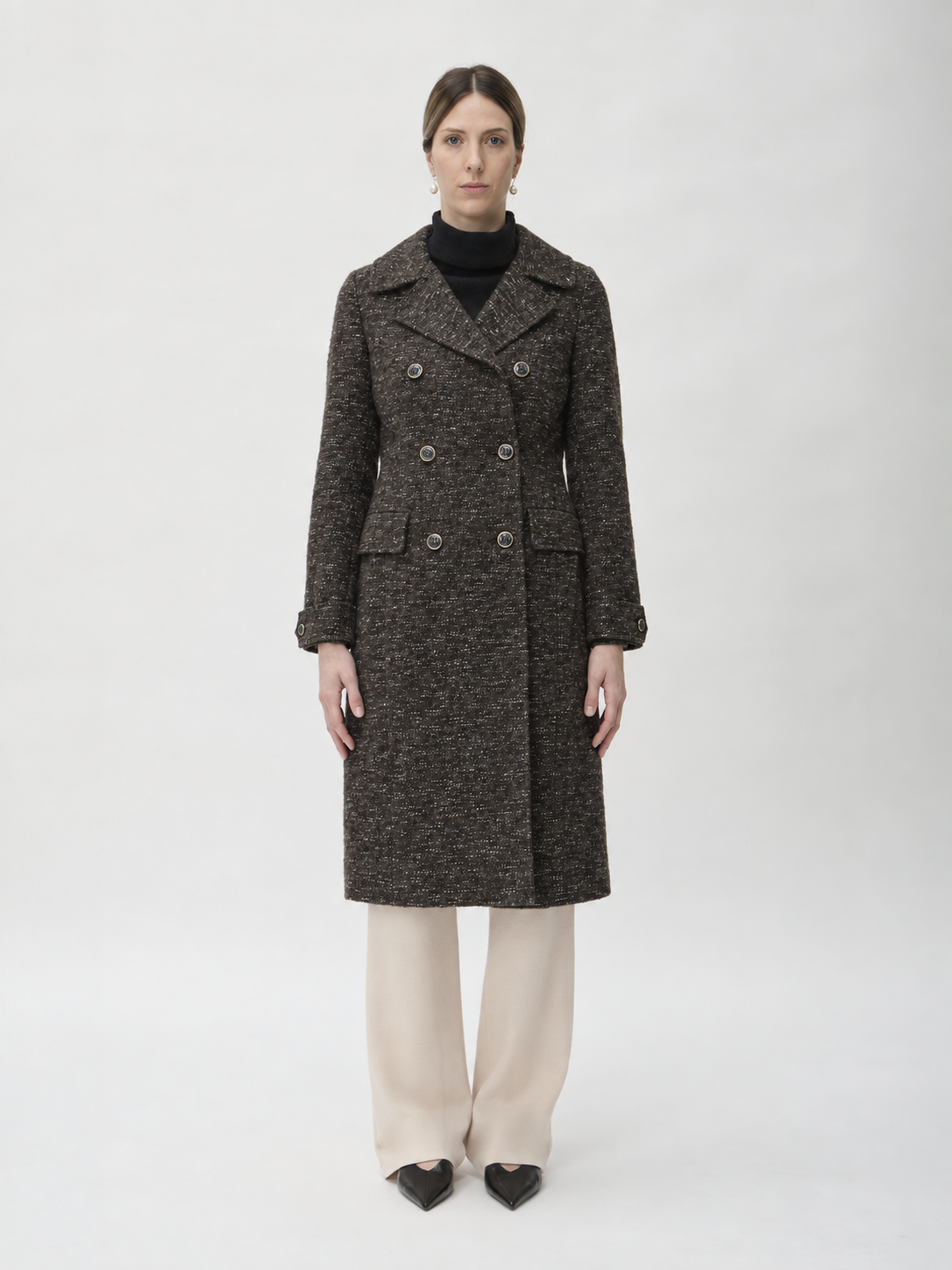 Double-Breasted Coat in Kangoo – 6001 Tweed Melange