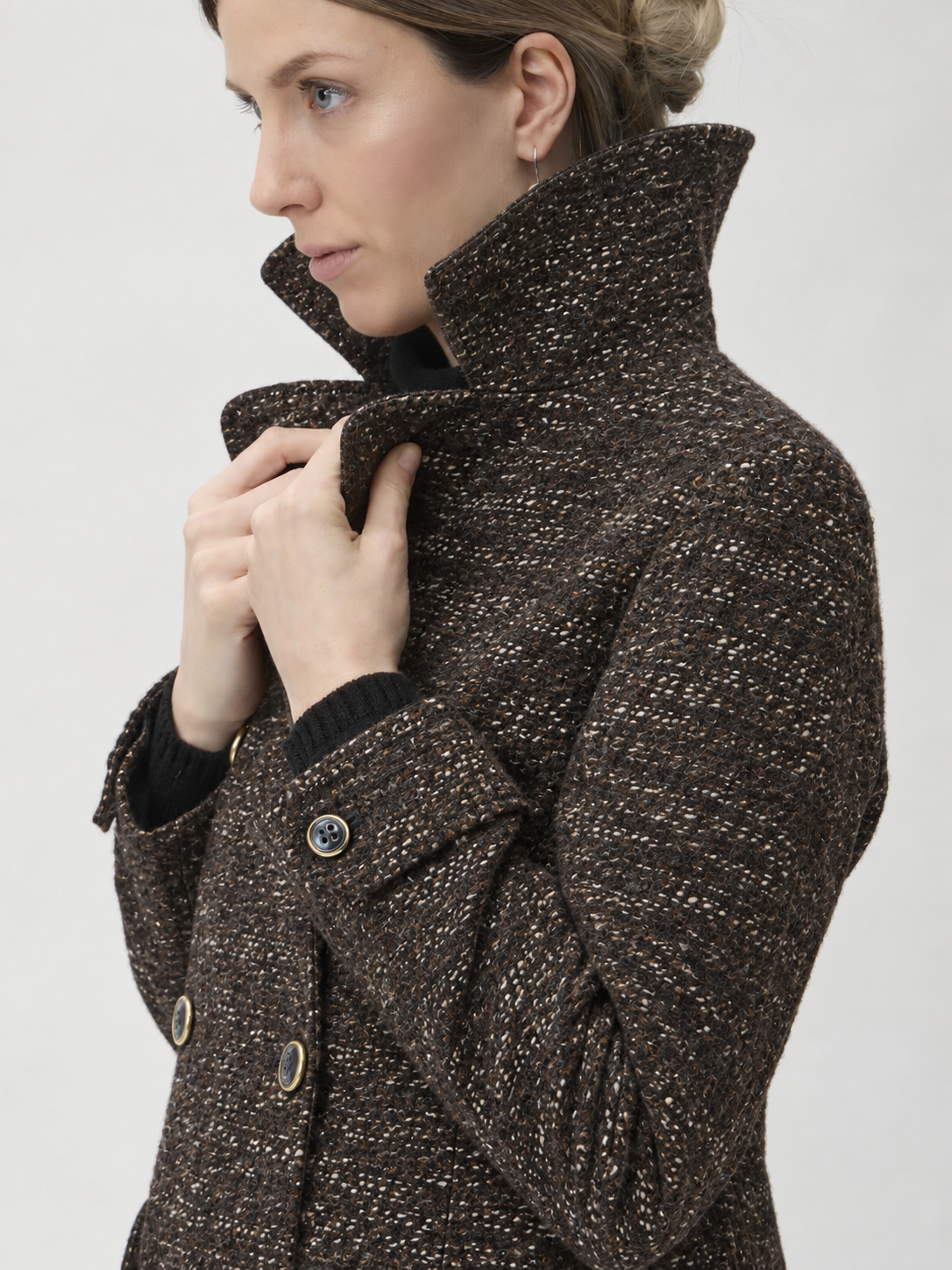 Double-Breasted Coat in Kangoo – 6001 Tweed Melange