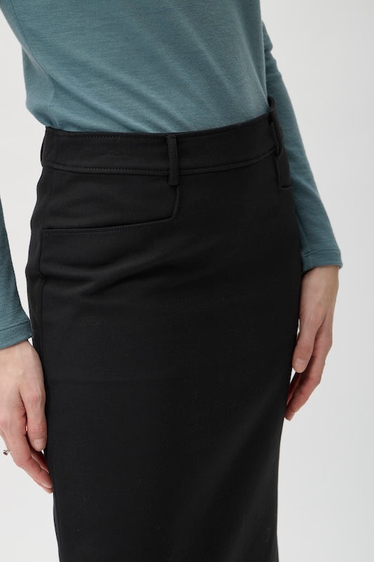 Skirt with Slits in Lana Cotone – 3364 Black