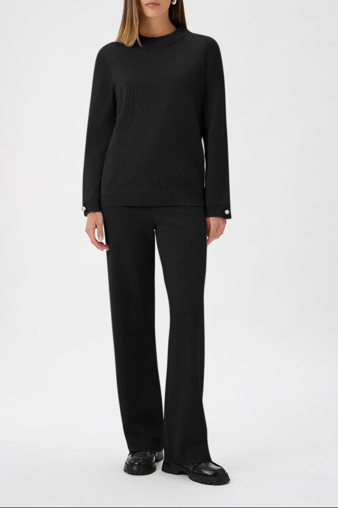 Relaxed Wool Blend Sweater Firm Knit - 7079 Bellone Black