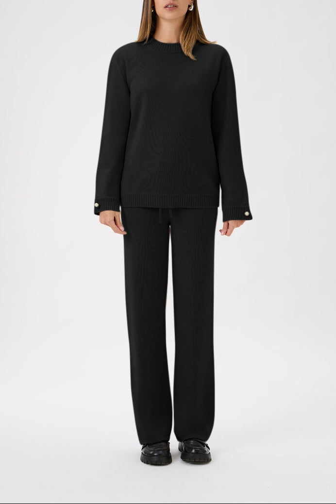 Relaxed Wool Blend Sweater Firm Knit - 7079 Bellone Black