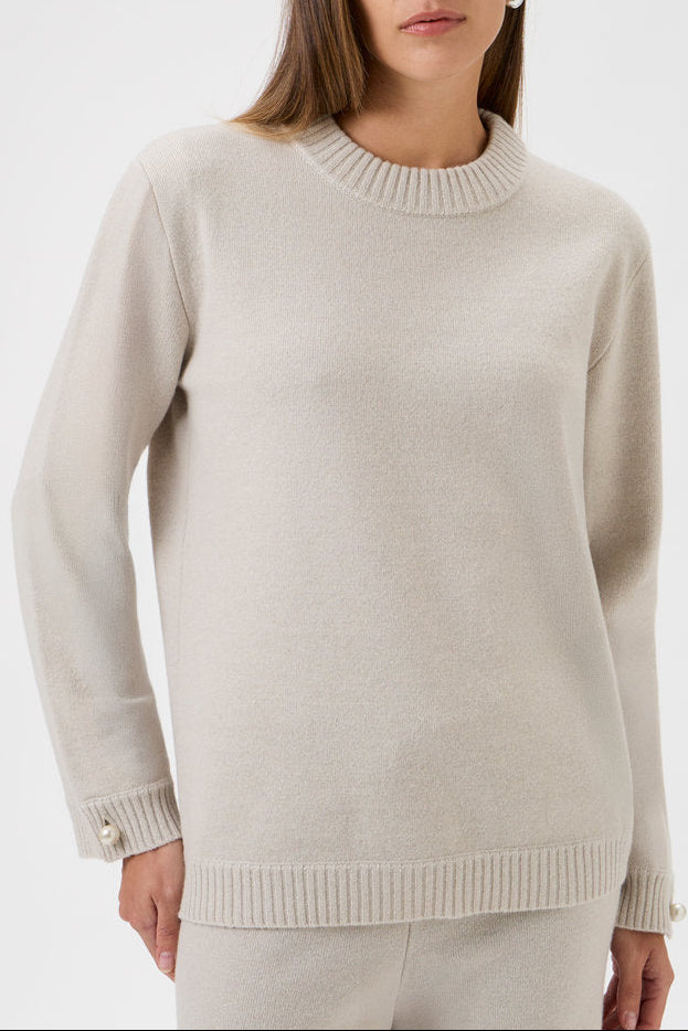 Relaxed Wool Blend Sweater Firm Knit Matis 2 - 7079 Light Beige