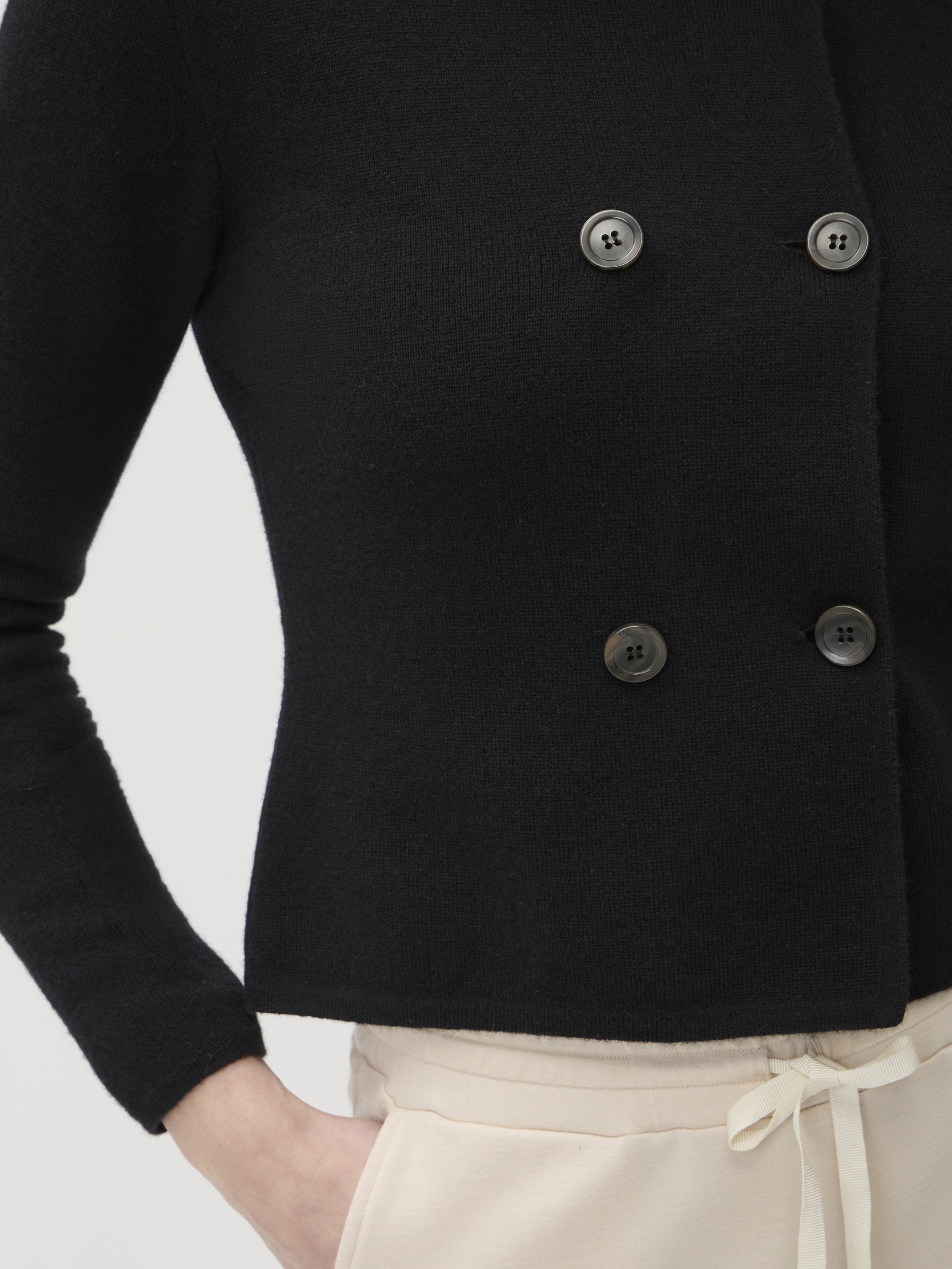 Double-Breasted Merino Jacket – 7080 Black | ELISE GUG