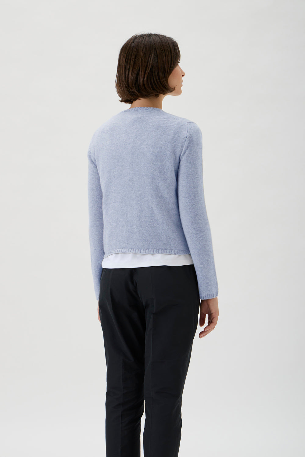 Sweater with pockets and pearls - 7067PT Light Blue