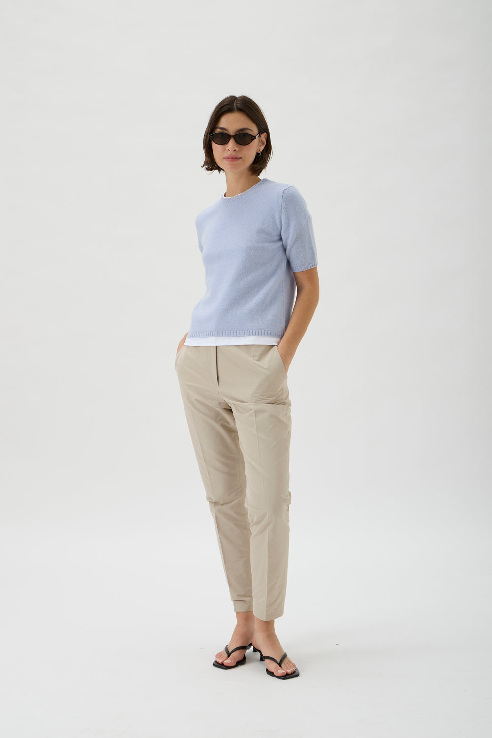 Fine wool sweater with short sleeves - Matis 7067SL Light Blue