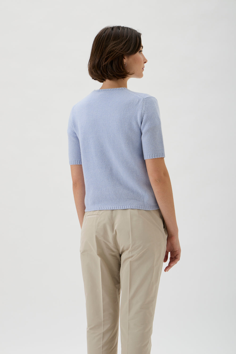 Fine wool sweater with short sleeves - Matis 7067SL Light Blue
