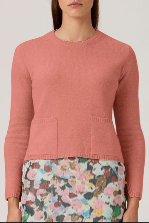 Soft Wool-Cashmere Sweater with Patch Pockets - 7067PT - Antica Rosa