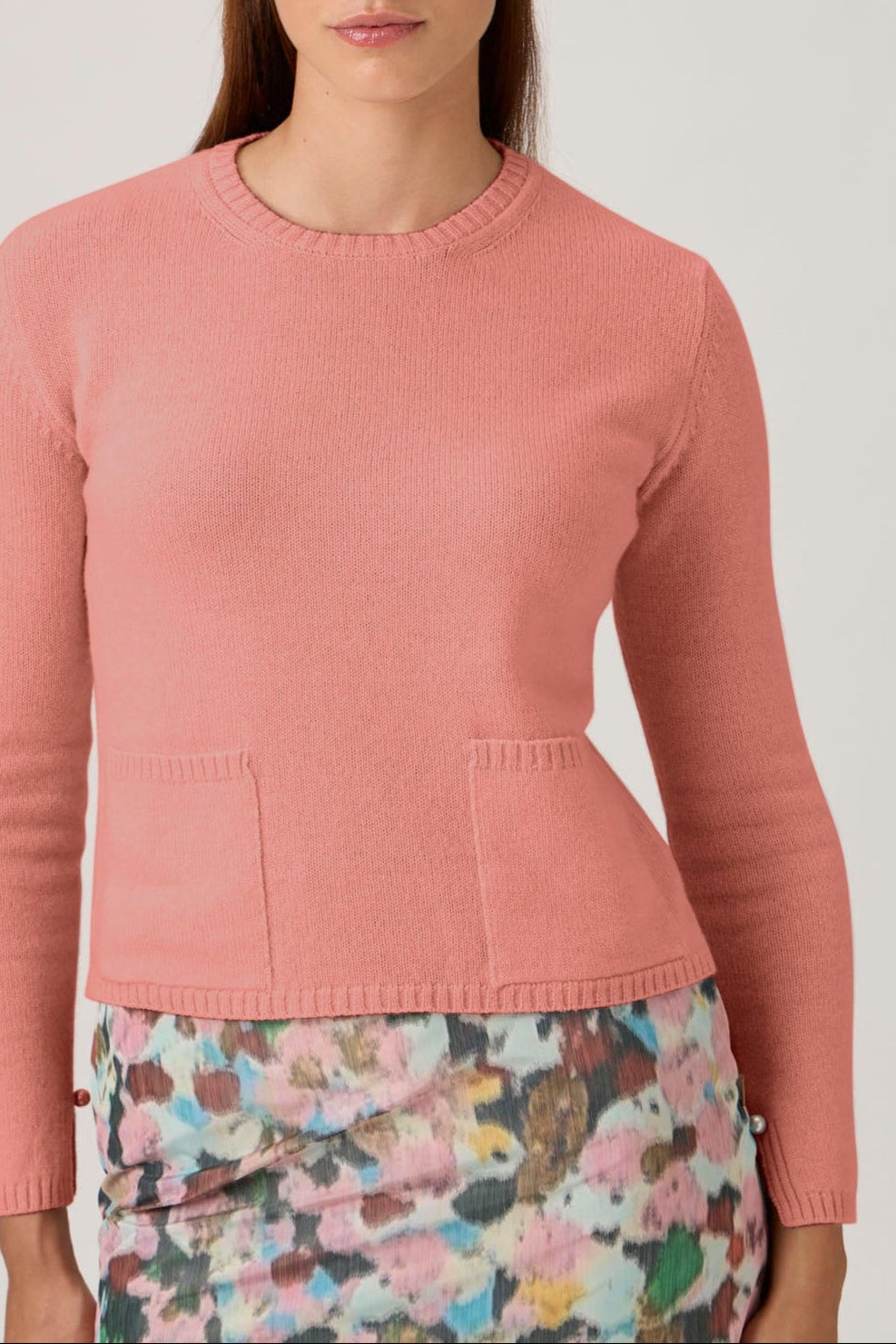 Soft Wool-Cashmere Sweater with Patch Pockets - 7067PT - Antica Rosa