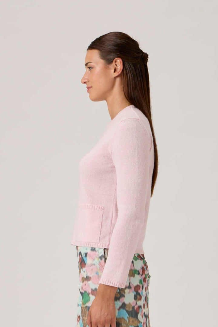 Soft Wool-Cashmere Sweater with Patch Pockets - 7067PT - Rosa