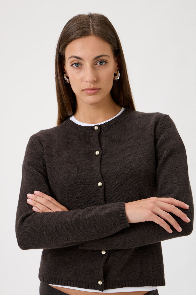 Cardigan With Long Sleeves - 7069 Brown