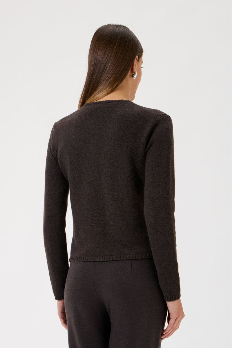 Cardigan With Long Sleeves - 7069 Brown