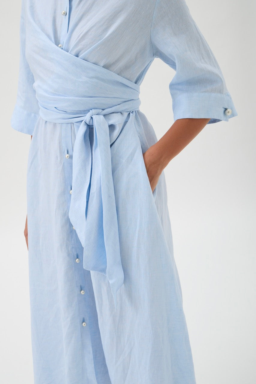 Shirt dress wrap detail – Maxlin 9507 Light Blue