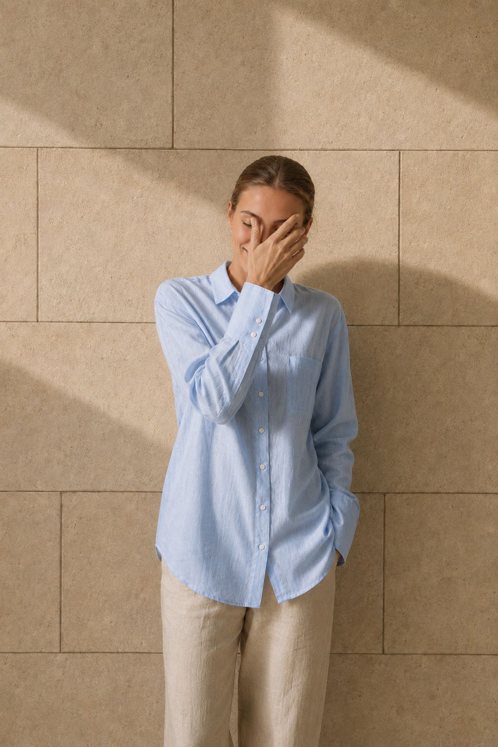 Boyfriend Linen Shirt – Maxlin 2241 Light Blue
