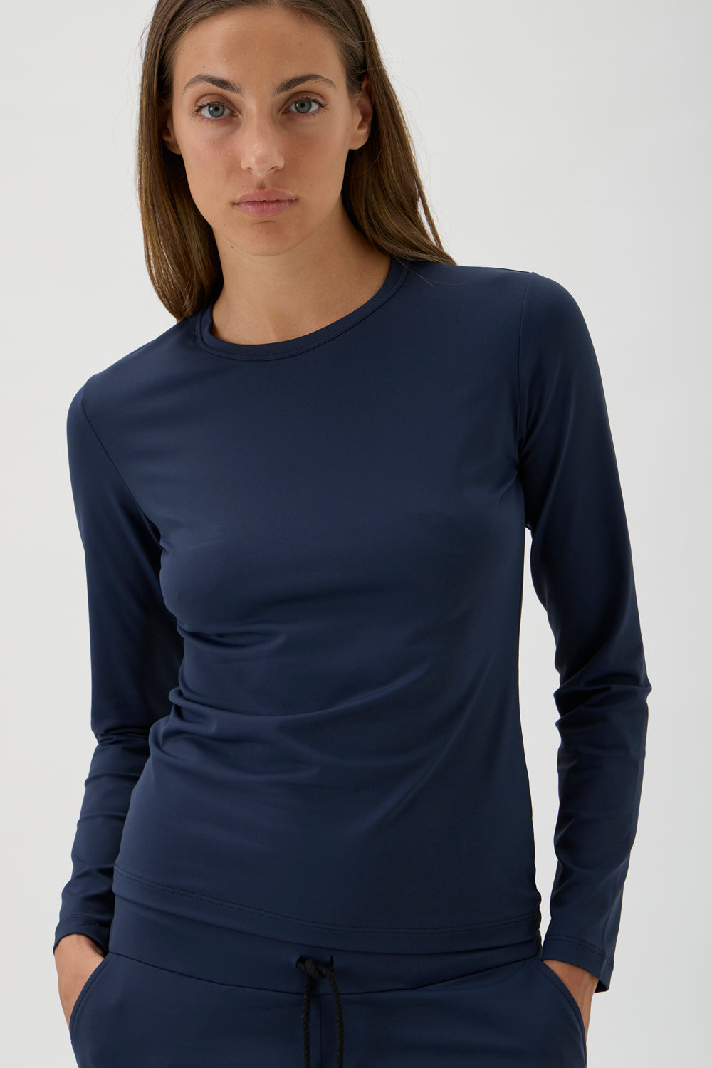Long-Sleeve Fitted T-Shirt - Nair 1002ML BLUE CREW