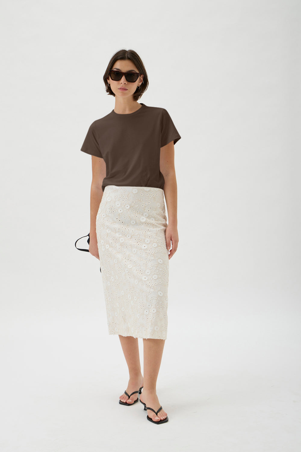 Luxury Cioccolato coloured T-Shirt in Soft Stretch Jersey | ELISE GUG 1166