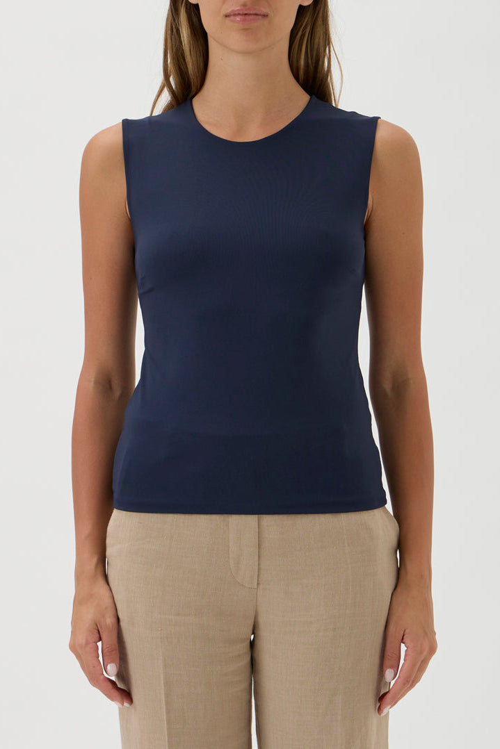 Sleeveless Top in Double-Layer Nilo Jersey – 1182 Blue Crew