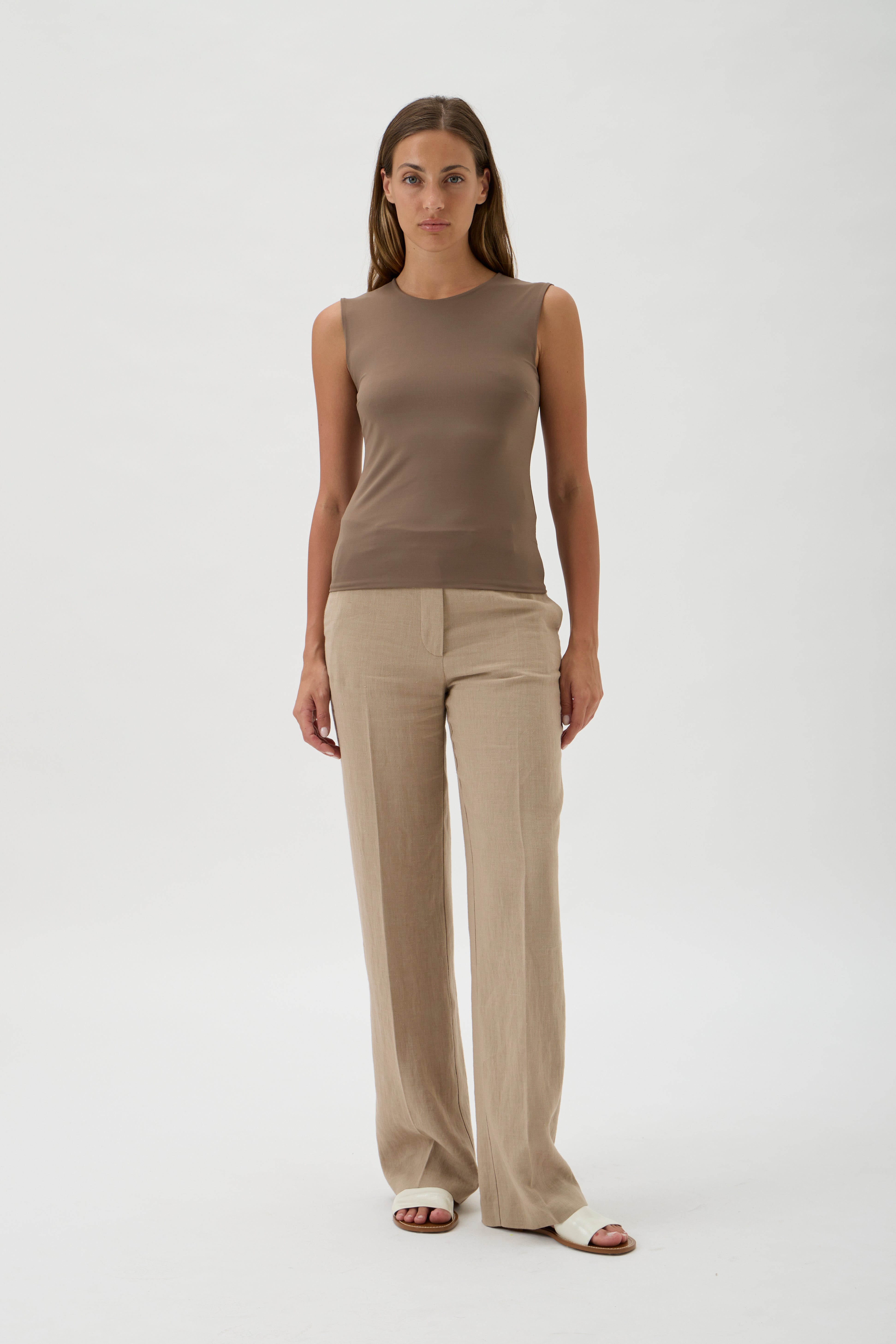 Scandinavian luxury jersey top with double-layer comfort,Nocciola / nut coloured