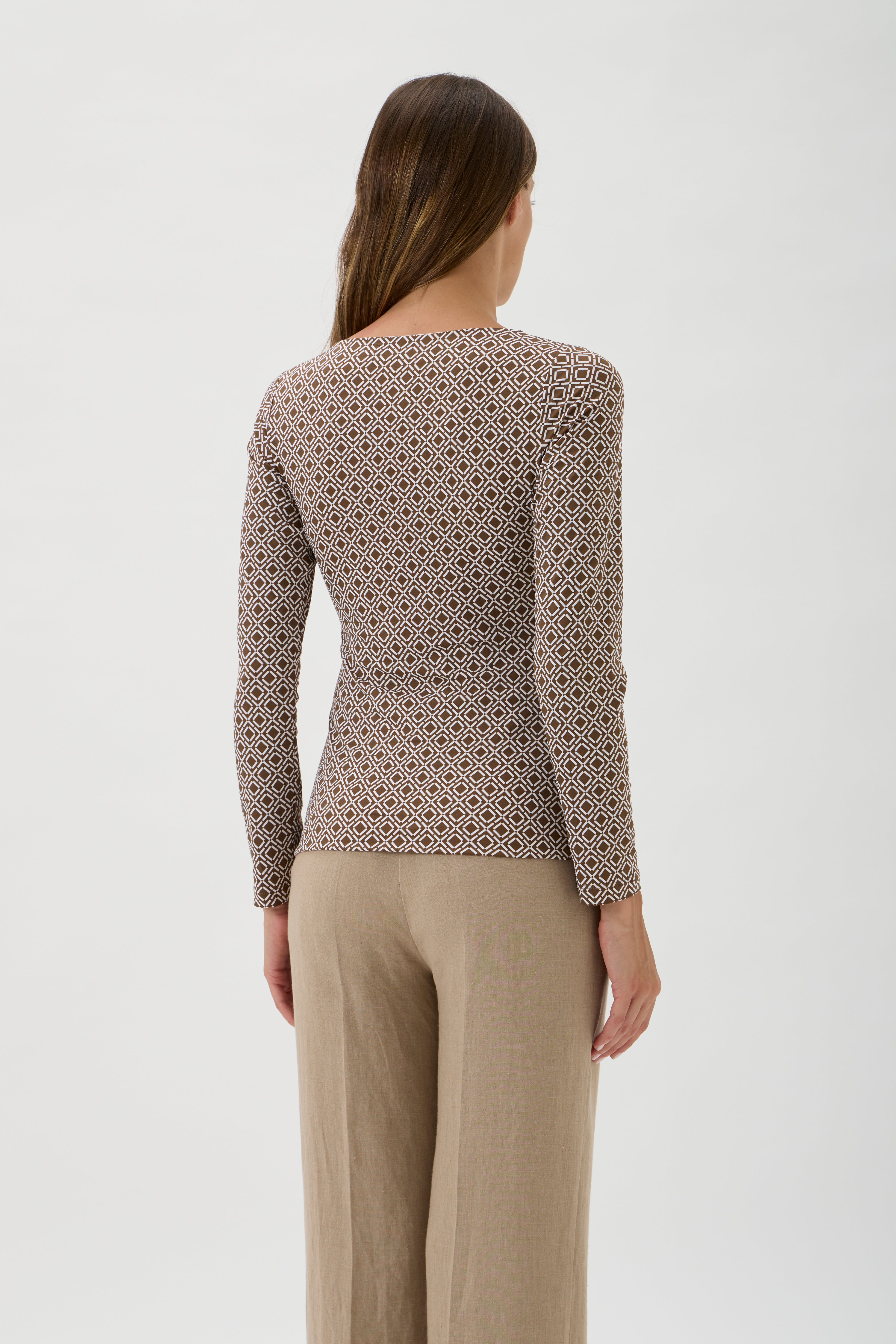 Draped Blouse Long Sleeves – Nilo 1195 Print Nocciola