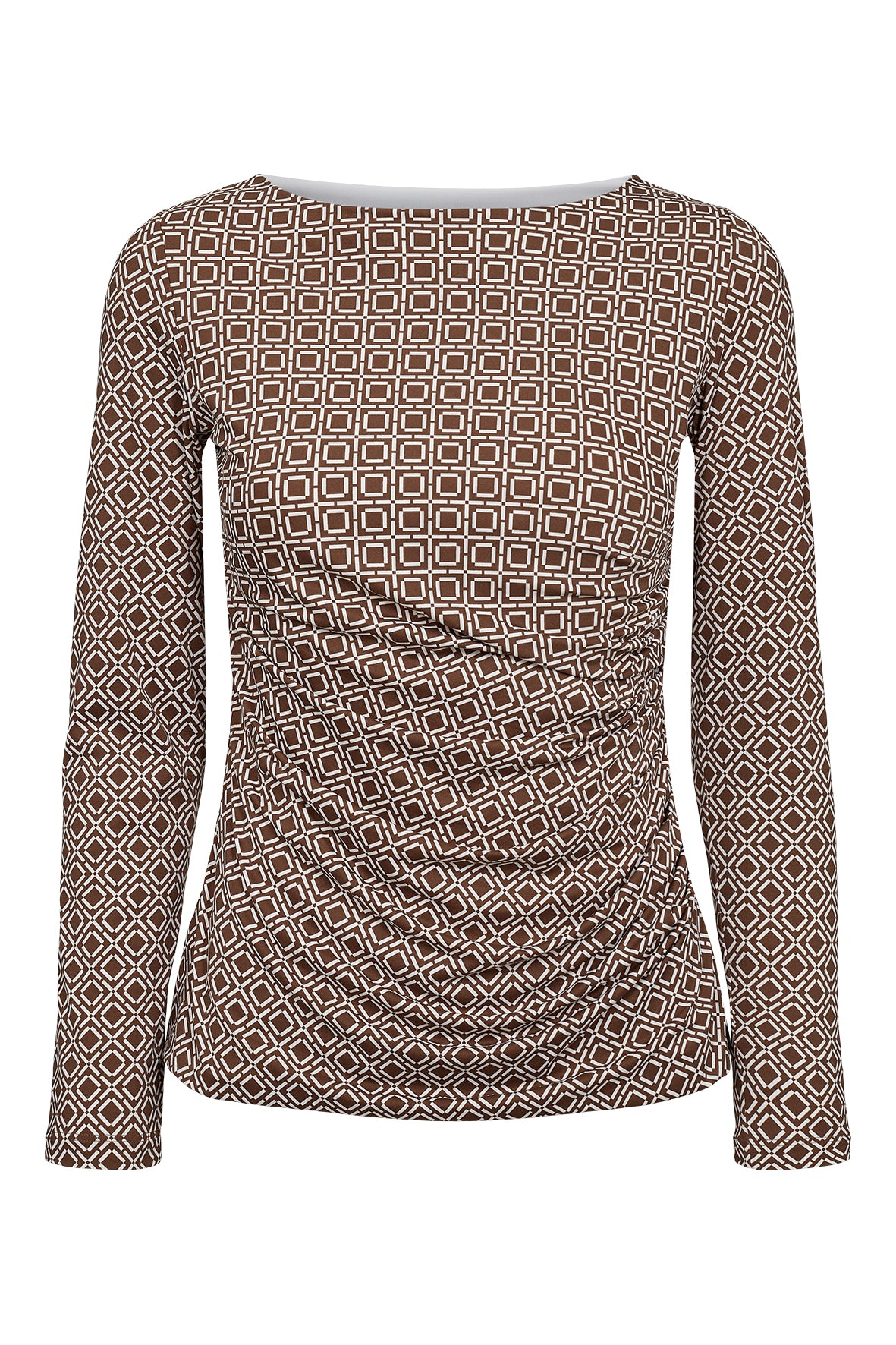 Draped Blouse Long Sleeves – Nilo 1195 Print Nocciola