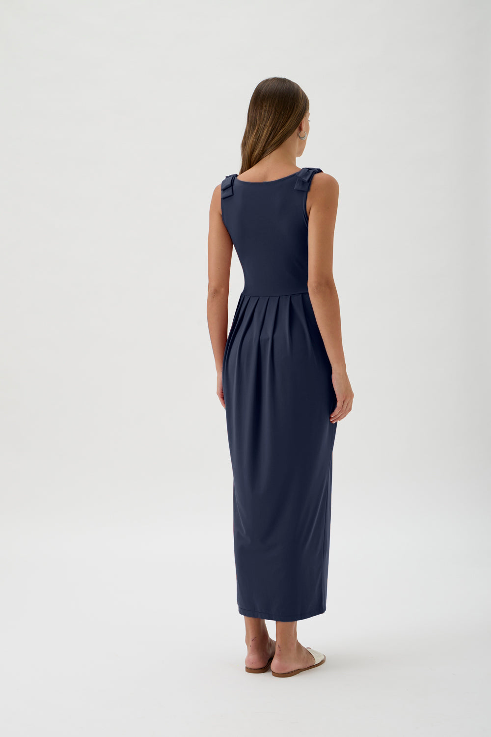 Sleeveless Maxi Dress with Shoulder Bows - 9460 Nilo Blue Crew