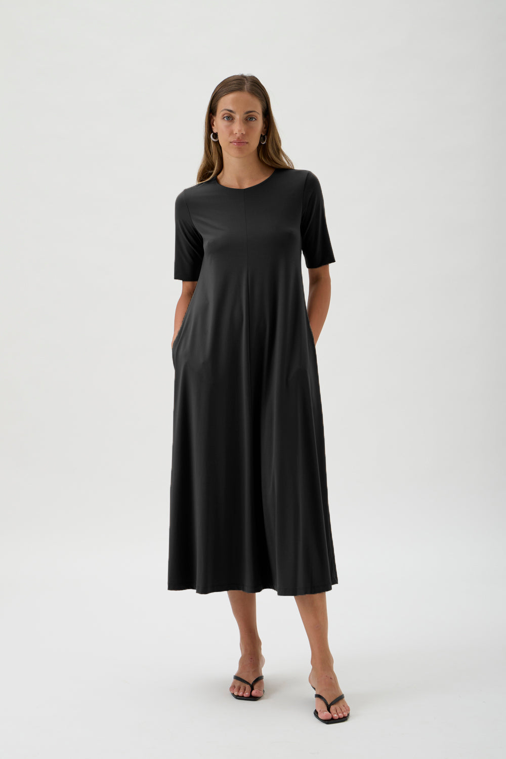 Long Flared Skirt Dress – Nilo 9512 BLACK