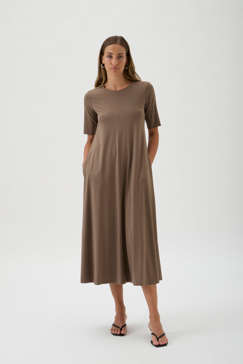 Long Flared Skirt Dress Nilo 9512 Nocciola Long Flared Skirt Dress Nilo 9512 Nocciola