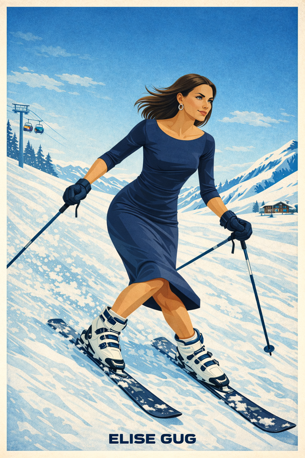 3/4 Sleeve Pleated Dress – Nilo 9514 BLUE CREW