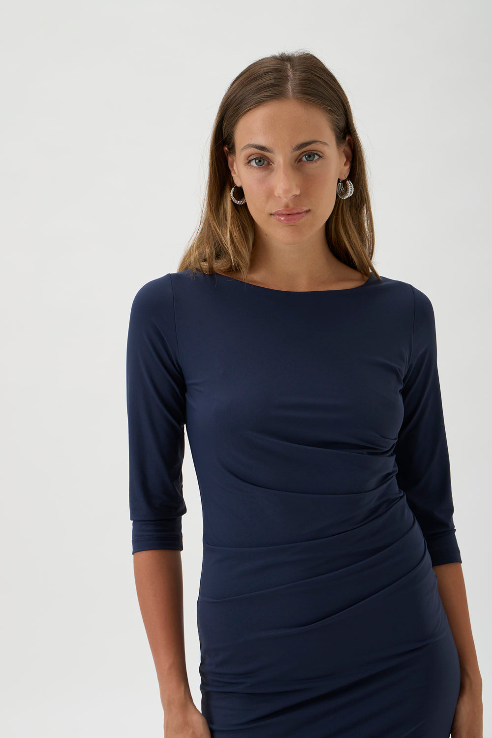 3/4 Sleeve Pleated Dress – Nilo 9514 BLUE CREW