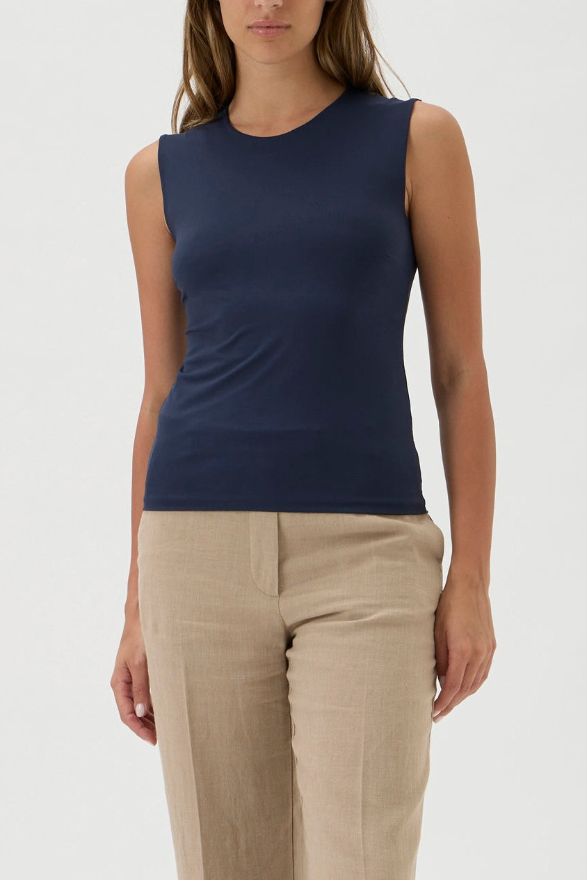 Sleeveless Top in Double-Layer Nilo Jersey – 1182 Blue Crew