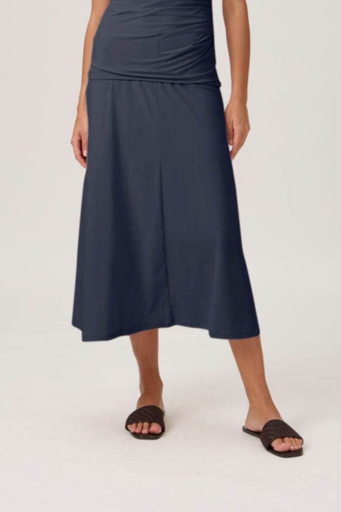 Mid-Length A-Line Skirt - 3355 Nilo Blue Crew