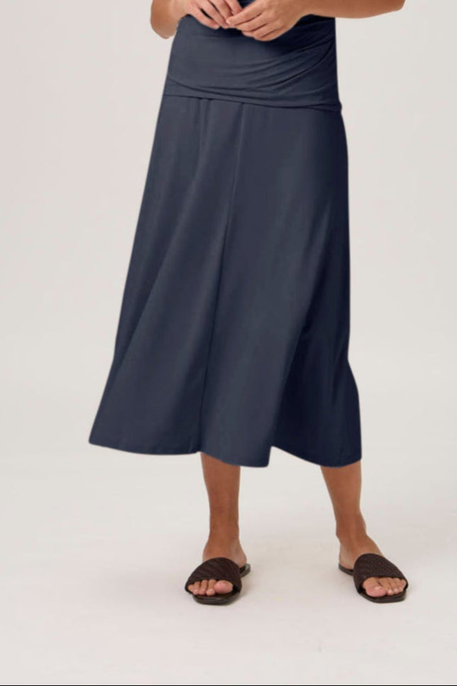 Mid-Length A-Line Skirt - 3355 Nilo Blue Crew