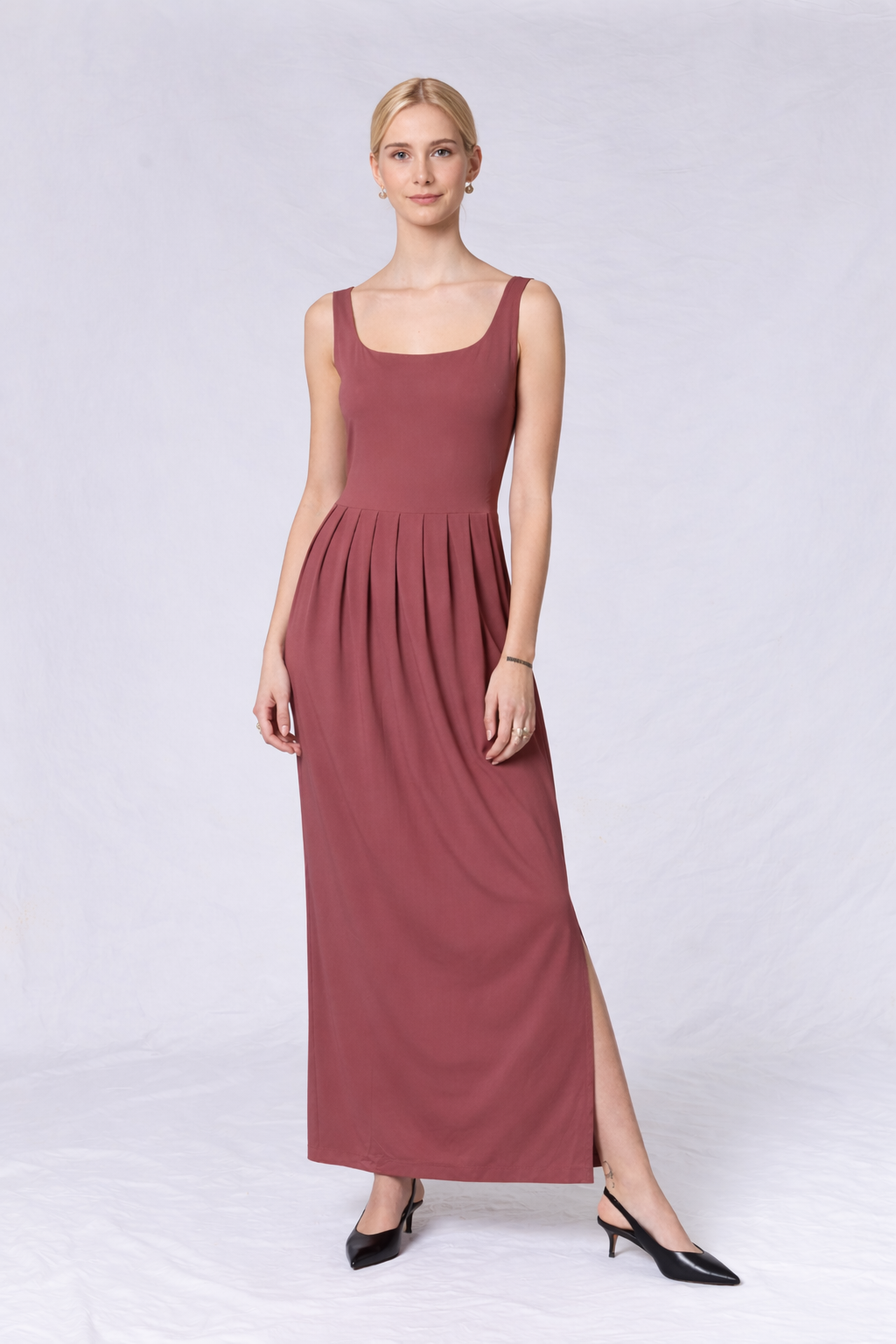 Pleated Tanktop Dress - 9114 Kiss-red