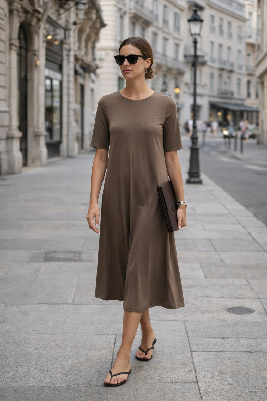 Long Flared Skirt Dress – Nilo 9512 Nocciola