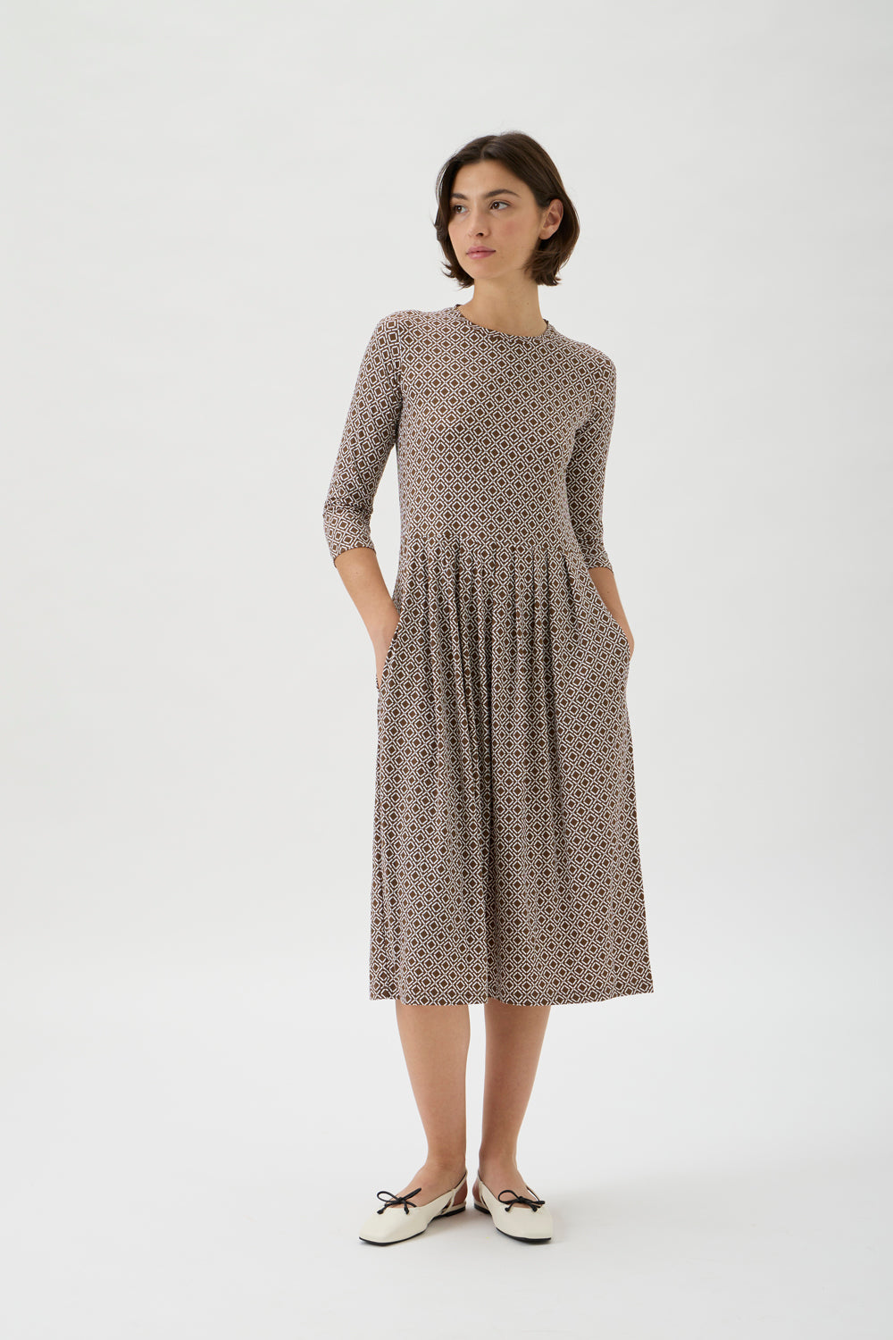 T-shirt Dress with Pleated Skirt – Nilo 9515 Print Nocciila