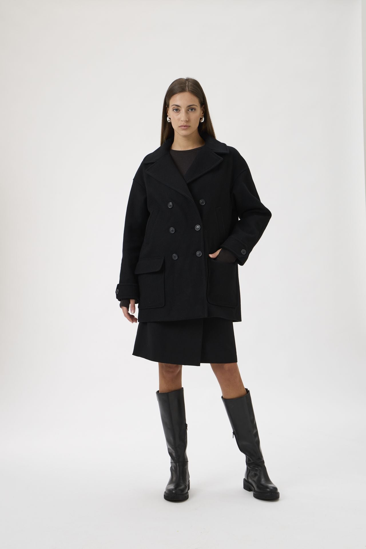 Wool Peacoat – Panno 6009A Black