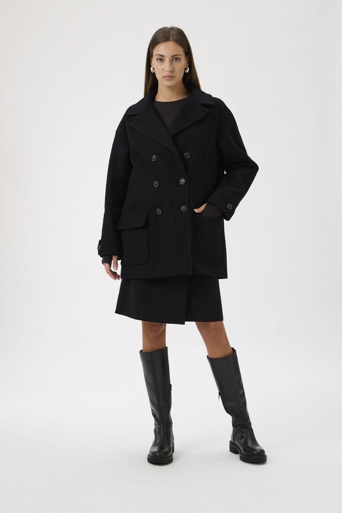 Wool Peacoat – Panno 6009A Black