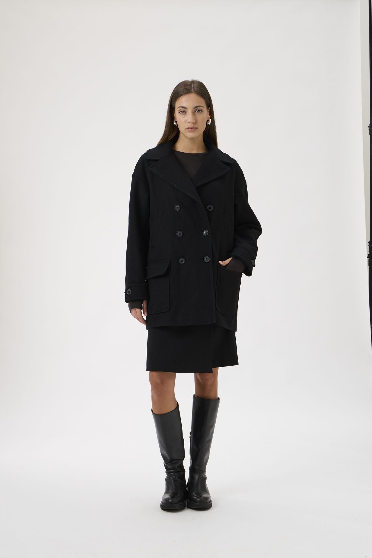 Wool Peacoat – Panno 6009A Black