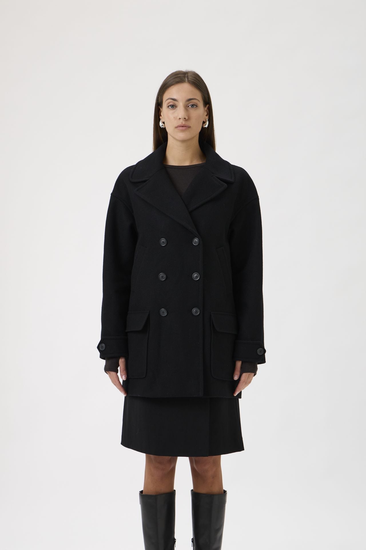 Wool Peacoat – Panno 6009A Black