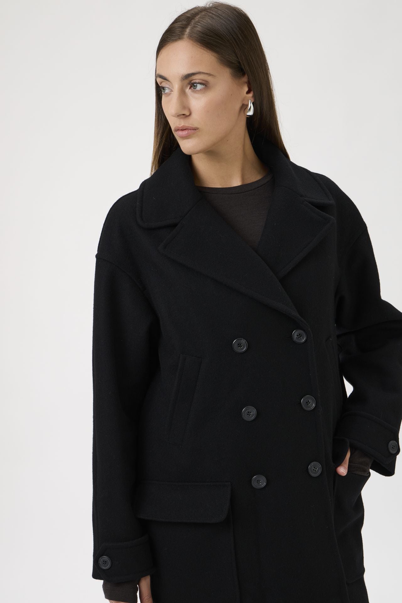 Wool Peacoat – Panno 6009A Black