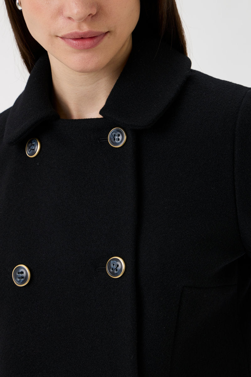 Short Double-Breasted Jacket - 5017-A Black